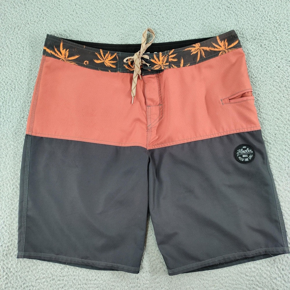 Howler Bros Shorts Mens 38 Multicolor Colorblock Palm Boardshorts Surf Tropical